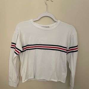 Long sleeve tee with ribbon contrast